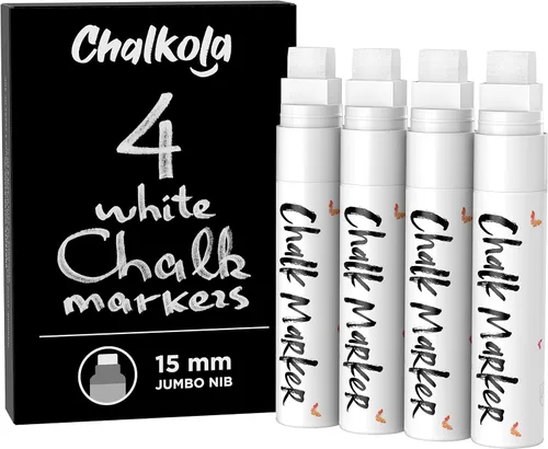 Miniatura 14 de Chalkola Marcadores de gis blanco de punta fina 4 unidades por paquete