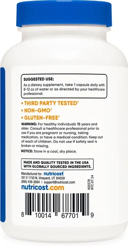 Miniatura 5 de Nutricost Citrato de potasio 99 mg, 240 cápsulas - Sin gluten, sin OMG