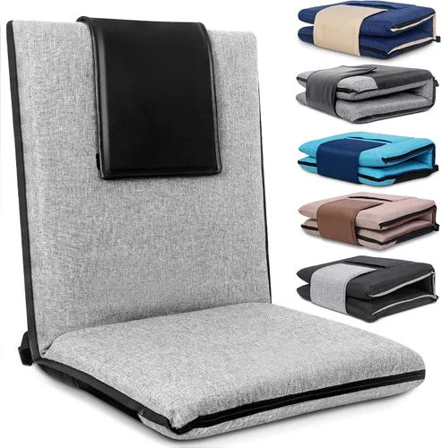 Miniatura 14 de Silla de Piso con Soporte para la Espalda, Silla de Piso Ajustable de 14 Posiciones, Asiento Portátil en el Suelo para Adultos y Niños, Asiento