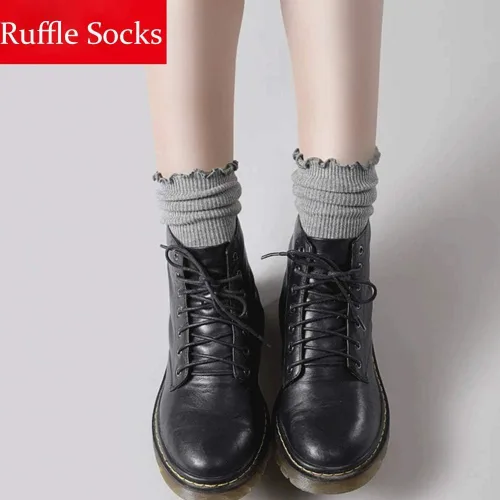 Miniatura 19 de Mcool Mary Calcetines para mujer, con volantes, estilo casual, transpirables, de punto, de algodón, con volantes, paquete de 6