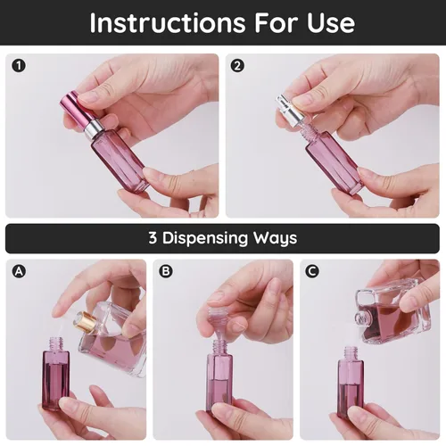 Miniatura 4 de Segbeauty 5 piezas 10 ml de perfume recargable de viaje, botellas de perfume de colonia mini vacías, atomizador portátil para perfume de viaje