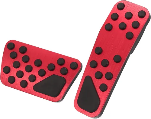 X AUTOHAUX Cubiertas antideslizantes para pedal de acelerador de gas y freno de aleación de aluminio sin perforación, almohadillas de pedal para