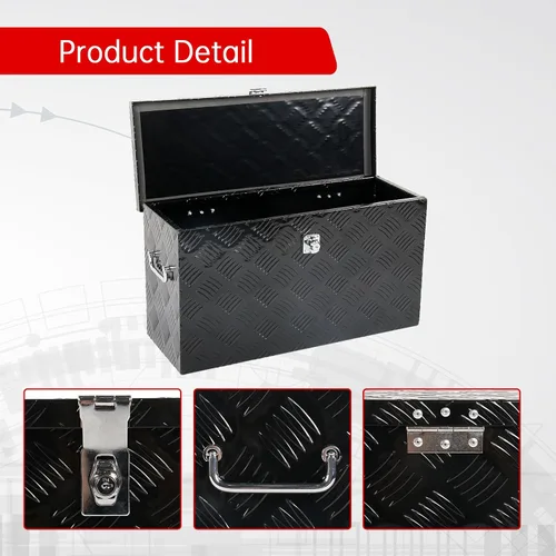 Miniatura 3 de Caja de herramientas de aluminio con placa de 24 pulgadas con rayas, para ATV, UTV, camioneta, impermeable, organizador de almacenamiento cuadrado