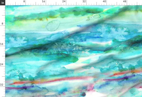 Miniatura 2 de Tela Spoonflower – Pintura de acuarela, color aguamarina, océano, cian, moderno, impreso en tela de gasa, por The Yard – Costura de ropa de moda