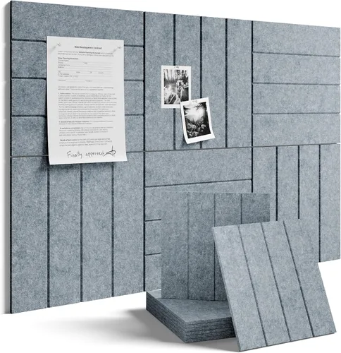 Miniatura 38 de Tablero de anuncios de fieltro grande de 36 x 24 pulgadas, alternativa al tablero de corcho – Paquete de 6 con 40 pestañas adhesivas extraíbles