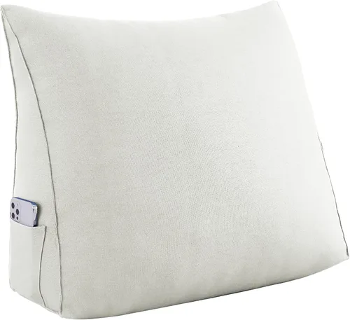 Miniatura 20 de Johnear Almohada triangular para cabecero, almohada de cuña de algodón y lino, almohada grande para respaldo de lectura para sofá y cama, soporte
