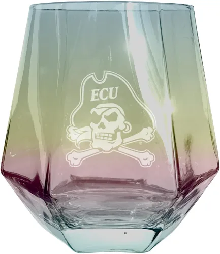 Miniatura 4 de East Carolina Pirates Grabado con corte de diamante sin tallo, 10 onzas, copa de vino transparente, producto universitario con licencia