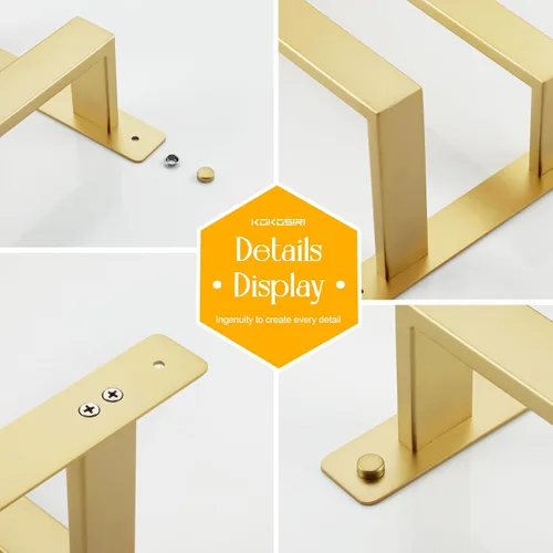Miniatura 7 de KOKOSIRI Barras para Toallas de Baño de 2 Niveles Tipo Escalera Dorado Cepillado Rieles para Toallas de 24 Pulgadas Soportes para Toallas Montados