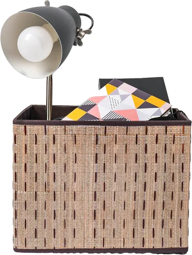 Vintiquewise Caja de almacenamiento decorativa plegable beige con tapa, organizador grande de suéteres para armario, bonito contenedor de