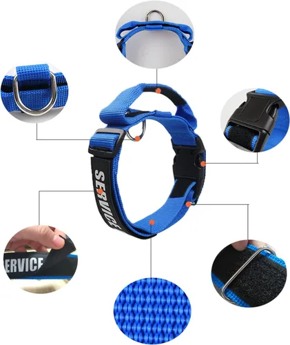 Miniatura 5 de 3 colores y 3 tamaños: collar táctico para perro de servicio K.9, collar básico ajustable de nailon con parche reflectante para perros pequeños