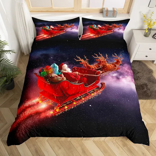 Miniatura 20 de Juego de ropa de cama de 3 piezas con diseño de muñeco de nieve, funda de edredón con temática de invierno, funda de edredón con temática de Feliz