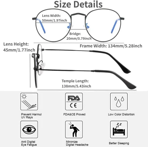 Miniatura 5 de Lentes de bloqueo de luz azul, para videojuegos, computadora, teléfono, pantalla, lentes para mujeres y hombres, ligeros, delgados, redondos, marco