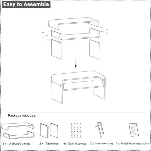 Miniatura 6 de Mesa auxiliar acrílica de 2 niveles, mesa auxiliar con estante de almacenamiento, mesa central moderna para sala de estar, oficina, dormitorio