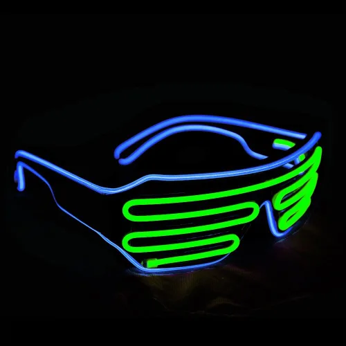 Miniatura 9 de Gafas de LED de Aqua Led de Neón electroluminiscentes para fiestas y disfraces modelo RB03., Púrpura + Azul