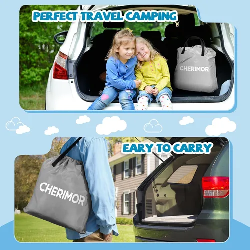 Miniatura 9 de CHERIMOR Cama inflable de viaje para niños pequeños, cama portátil para niños pequeños con parachoques de seguridad de 4 lados y bomba de inflado