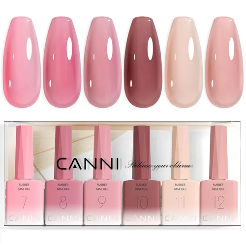 Miniatura 17 de CANNI Juego de esmaltes de uñas en gel sin hema de 9ml - Kit de manicura de gel para uñas rosa claro de 6 piezas, esmalte LED de remojo fácil