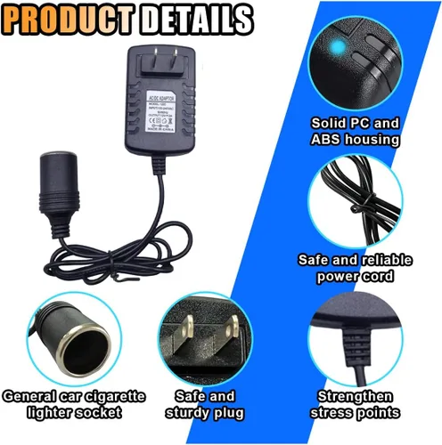Miniatura 4 de Convertidor de CA a CC de 100-240V, 12V, 2A, 24W, adaptador de corriente portátil, enchufe de encendedor de cigarrillos para automóvil