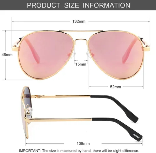 Miniatura 6 de Gleyemor Lentes de sol polarizados estilo aviador para niños y niñas, jóvenes, adolescentes, dos tamaños de 1.969 in y 2.047 in