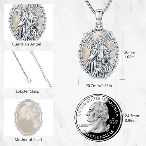 Miniatura 5 de Collar con colgante de San MiguelSan CristóperSan SebastiánGuadalupeÁngel de la GuardaSanta MuerteJudeJoseph para hombres y mujeres, plata de ley