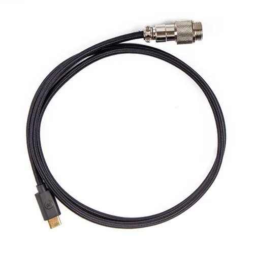 Miniatura 3 de Cable USB-C en espiral personalizado Keychron con conector de aviador, color negro, conector metálico desmontable de 5 pines (GX12), adaptador