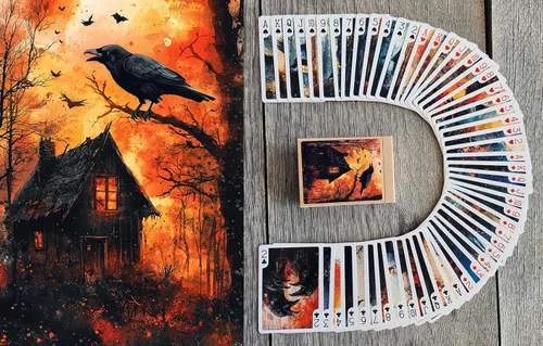 Miniatura 8 de Cartas góticas de Halloween (baraja de póquer 54 cartas todas diferentes) Brujas góticas en Halloween Noche Thriller Halloween Carteles