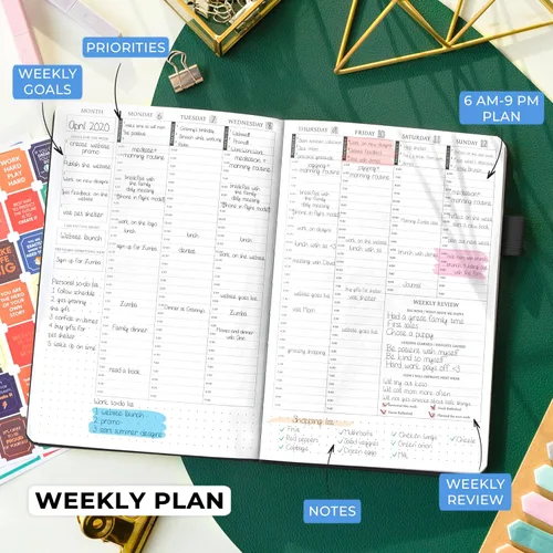Miniatura 3 de Legend - Agenda por hora sin fecha, planificador diario por hora con ranuras de tiempo, organizador semanal de gestión del tiempo y libro de citas