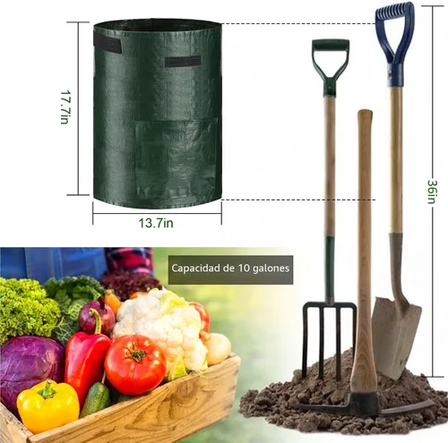 Miniatura 2 de JJGoo Paquete de 2 bolsas de cultivo de patatas de jardín de 10 galones con solapa y asas de aireación, macetas de tela de aireación, macetas