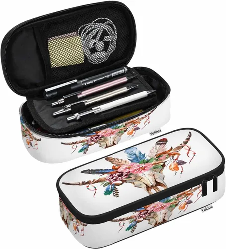 Miniatura 9 de Yekiua Estuche para lápices con notas musicales, estuche de gran capacidad para partituras musicales, estuche de lápices para oficina, universidad