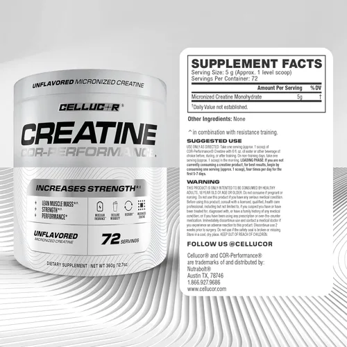 Miniatura 4 de Cellucor Cor-Performance Monohidrato de creatina para fuerza y crecimiento muscular, 72 porciones