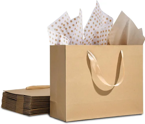 Miniatura 14 de Bolsas de regalo negras extragrandes de 15.7 pulgadas para regalos con papel de seda y asas de cinta para compras, pequeñas empresas, fiestas