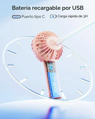 Miniatura 4 de SWEETFULL Mini Ventilador Portátil – Ventilador de Mano Recargable, 3 Velocidades, Pequeños Regalos de Mano Personales para Artículos Esenciales