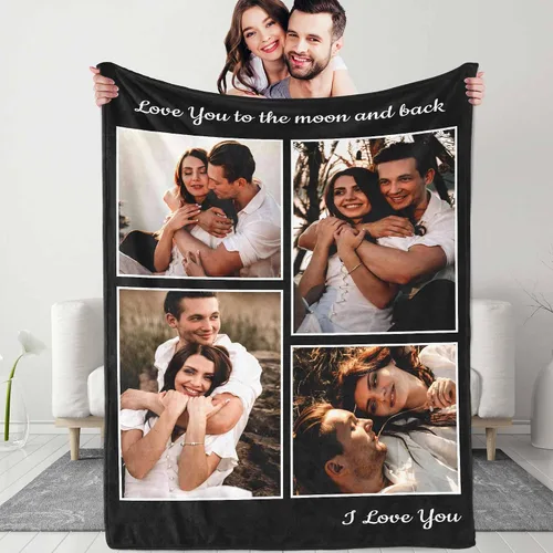 Miniatura 14 de Manta personalizada con texto fotográfico: manta personalizada de 1 imagen, manta de cumpleaños, aniversario, boda, Navidad, regalos para parejas