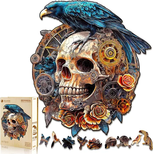 Miniatura 13 de KAAYEE Rompecabezas de madera para adultos, efecto visual 3D, dragón de lectura nocturna familiar, rompecabezas de madera de forma única, Lectura