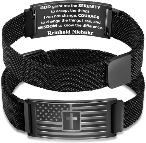 Miniatura 33 de DuoDiner Regalos de primera comunión, pulsera de cruz para niños y hombres, bandera estadounidense, versículo bíblico cristiano, regalos de joyería