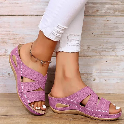 Miniatura 14 de Sandalias ortopédicas con soporte de arco para mujer, sandalias de cuña para mujer, sandalias para caminar, cómodas sandalias de plataforma