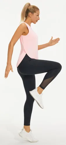 Miniatura 5 de Camisetas sin mangas de entrenamiento de seda de hielo para mujer, de secado fresco, sin mangas, holgadas, camisetas de yoga largas atléticas