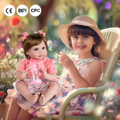 Miniatura 6 de Aori Muñeca de bebé renacida realista para niñas - Muñecas de bebé recién nacidas de 22 pulgadas, adorables bebés realistas, conjunto de regalos