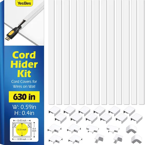 Miniatura 9 de YesBes Kit de ocultador de cable de 116 pulgadas, cubiertas de cable para cables en la pared, protector de cable para TV de montaje en pared