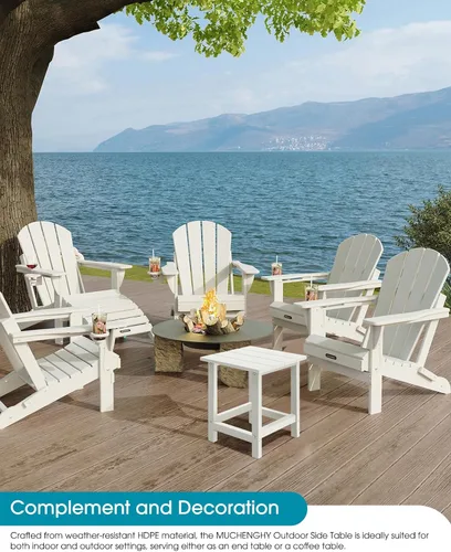 Miniatura 2 de MUCHENGHY Adirondack Mesa auxiliar para exteriores, mesa auxiliar de patio de 14.7 pulgadas, resistente a la intemperie, mesas auxiliares de Blanco