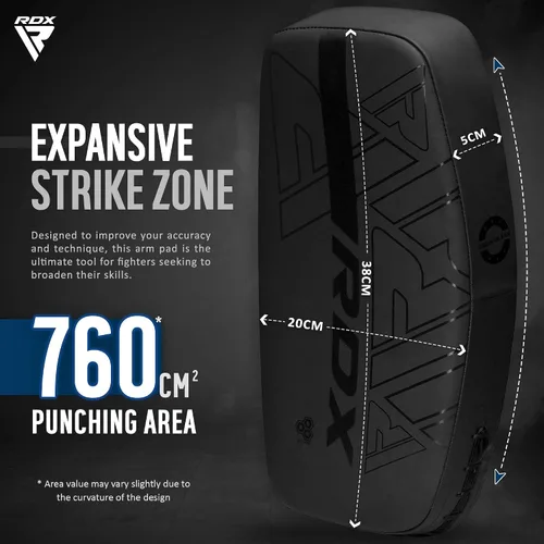 Miniatura 2 de RDX Almohadillas Tailandesas Curvas Kickboxing Muay Thai con Mango de Agarre Sólido, Cuero de Piel Maya KARA Escudo de Golpes para Rodillas, Codos