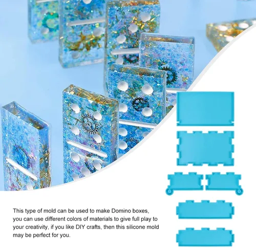 Miniatura 9 de EXCEART 1 Unidades DIY Domino Box Molde de Silicona y Domino Molds Set para Fundición de Resina Caja de Almacenamiento Domino Molde de Resina