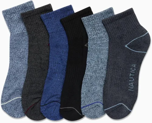 Miniatura 4 de Nautica Calcetines de rendimiento para hombre con comodidad acolchada paquete de 6