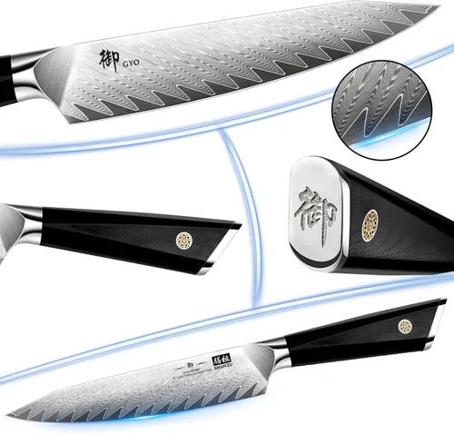 Miniatura 5 de SHAN ZU - Cuchillo de chef de Damasco de 6 pulgadas, cuchillo de cocina de acero japonés de 67 capas 10Cr15CoMoV, cuchillo de chef japonés súper