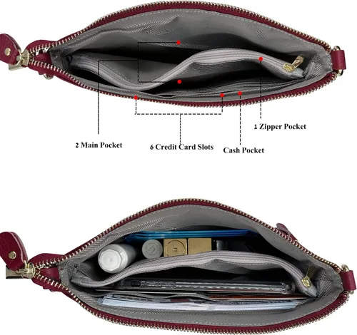 Miniatura 5 de Beurlike Cartera de cuero para mujer, bolso cruzado pequeño para teléfono