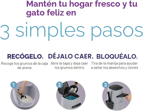 Miniatura 7 de Sistema de eliminación y cartuchos de recarga de arena para gatos Litter Genie, Total 1, Plateado