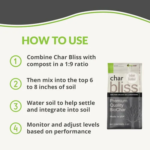Miniatura 3 de Char Bliss (1 cuarto de galón) - Biochar orgánico para plantas - Enmienda orgánica del suelo de biochar con certificación OMRI - Carbón hortícola