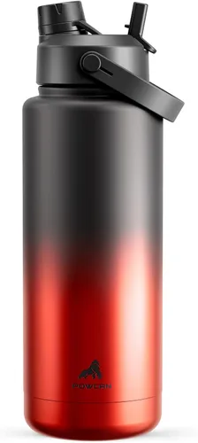 Miniatura 39 de POWCAN - Botella de agua térmica 2 en 1, sorbete y tapa con boquilla, antifugas, acero inoxidable sin BPA, apta portavasos automóvil, bebida fría 24