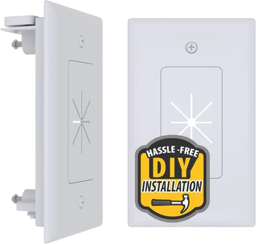 Miniatura 4 de DATA COMM Electronics 45-0008-BK - Placa de pared empotrada de bajo voltaje para montaje fácil, perfil delgado, se adapta detrás de soportes