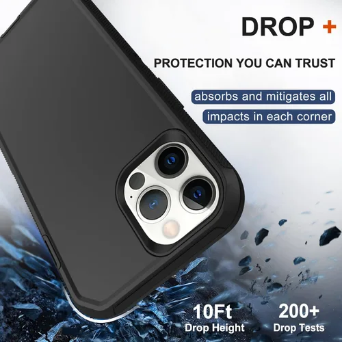Miniatura 4 de Funda para iPhone 13 Pro Max con funda de clip para cinturón, 2 protectores de pantalla, protección contra caídas de grado militar, cuerpo completo