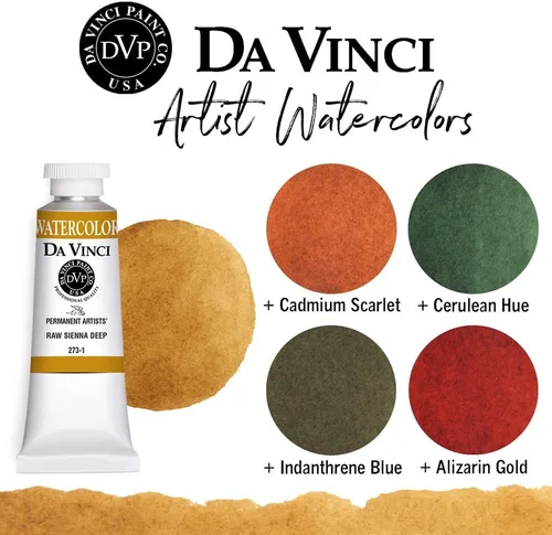 Miniatura 162 de DA VINCI PAINTS Pintura Acuarela Profesional para Artistas, Alizarin Crimson (Quinacridone), 37ml Índigo